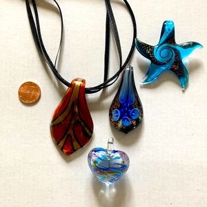 4 handmade murano inspired glass pendant